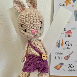 Doudou lapin crochet fait main Made In France