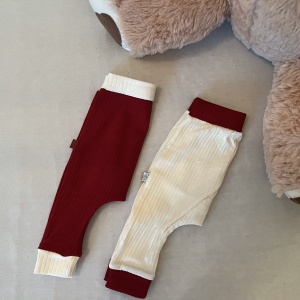 2 leggings bébé blanc et bordeaux 100% coton